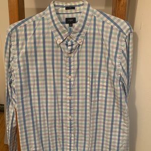 J Crew Blue/Aqua Slim-Fit Button Down